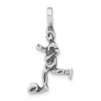 Sterling Silver Polished & Antiqued Soccer Player