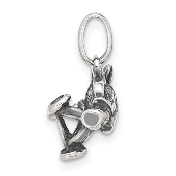 Sterling Silver 3-D Antiqued Golf Bag Charm — alternate view