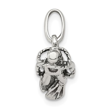 Sterling Silver Antiqued Scuba Diver Charm — alternate view