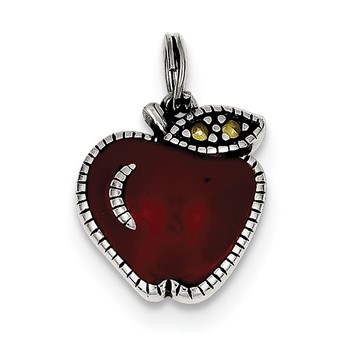 Sterling Silver Enameled Red Apple Charm