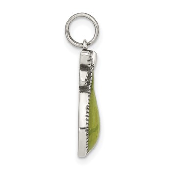 Sterling Silver Marcasite & Enameled Green Pear Charm — alternate view