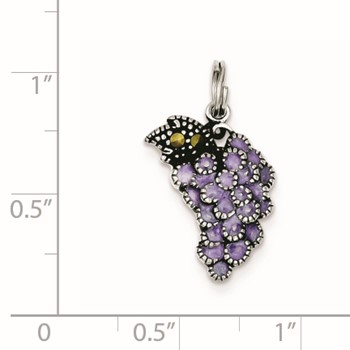 Sterling Silver Enameled Purple Grape Charm — alternate view