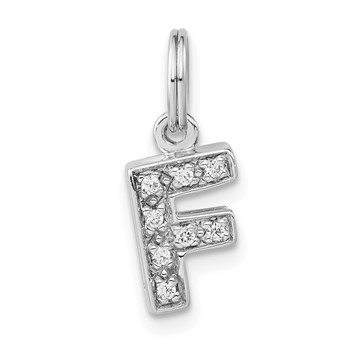 Sterling Silver Polished CZ Initial F Charm