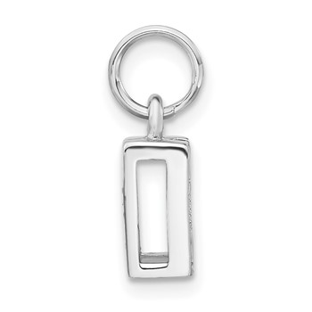 Sterling Silver Polished CZ Initial H Charm — alternate view