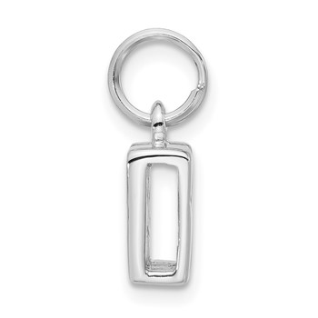 Sterling Silver Polished CZ Initial N Charm — alternate view