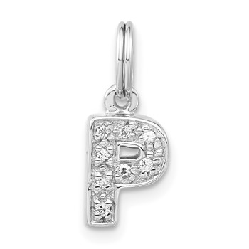Sterling Silver Polished CZ Initial P Charm