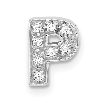 Sterling Silver Polished CZ Initial P Slide