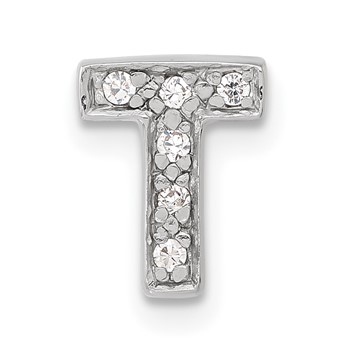 Sterling Silver CZ Initial T Slide