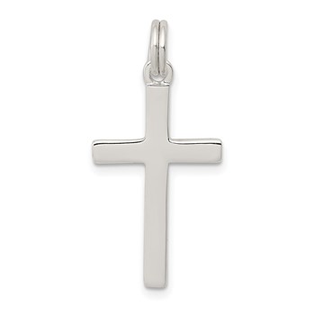 Sterling Silver Rhodium-plated Polished Cross Pendant