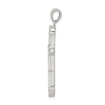 Sterling Silver Rhodium-plated CZ Cross Pendant — alternate view