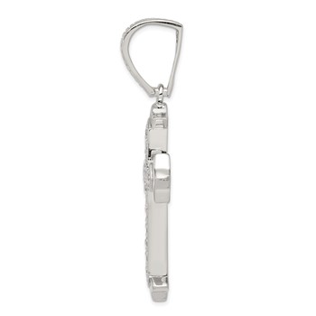 Sterling Silver Rhodium-plated CZ Cross Pendant — alternate view