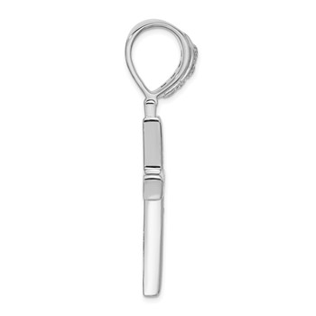 Sterling Silver Rhodium-plated CZ Cross Pendant — alternate view