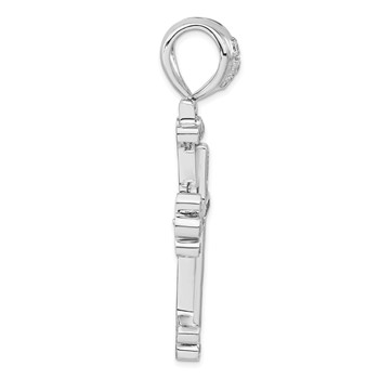 Sterling Silver Polished CZ Cross Pendant — alternate view