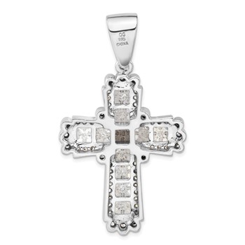 Sterling Silver Polished CZ Cross Pendant — alternate view