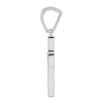 Sterling Silver Rhodium-plated CZ Cross Pendant — alternate view