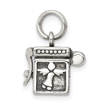 Sterling Silver Antiqued Angel Prayer Box Charm — alternate view