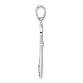 Sterling Silver CZ Key Pendant — alternate view