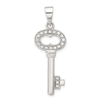 Sterling Silver CZ Key Pendant