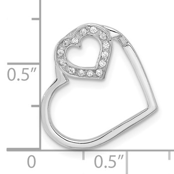 Sterling Silver CZ Double Heart Chain Slide — alternate view