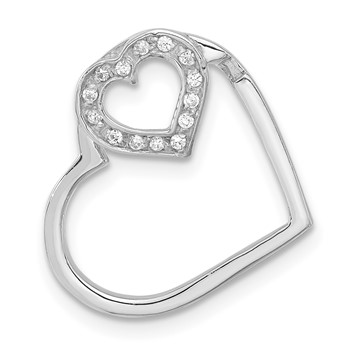 Sterling Silver CZ Double Heart Chain Slide