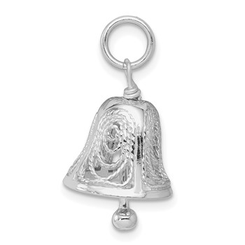 Sterling Silver Rhodium-plated Bell Charm — alternate view