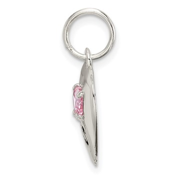 Sterling Silver Rhodium-plated Big Sis CZ Heart Charm — alternate view
