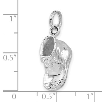 Sterling Silver 3-D Polished Baby Shoe Charm — alternate view