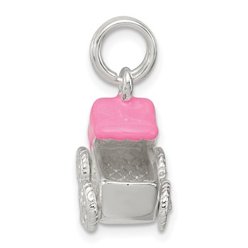 Sterling Silver Pink Baby Carriage Charm — alternate view