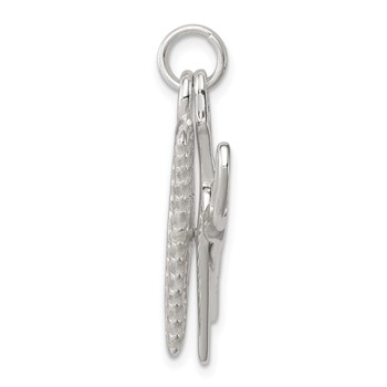 Sterling Silver Rhodium-plated Comb & Scissor Charm — alternate view