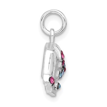 Sterling Silver Blue & Pink Crystal Flower Jacket Charm — alternate view