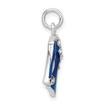 Sterling Silver Blue Enameled and Crystal Jacket Charm — alternate view