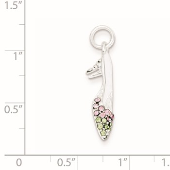 Sterling Silver Pink & Green CZ High Heel Shoe Charm — alternate view
