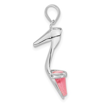 Sterling Silver 3-D Polished Pink Cat's Eye High Heel Pendant — alternate view