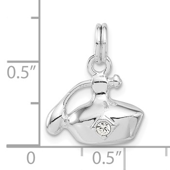 Sterling Silver 3-D CZ Perfume Bottle Charm — alternate view