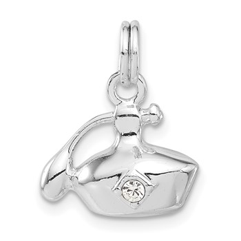 Sterling Silver 3-D CZ Perfume Bottle Charm