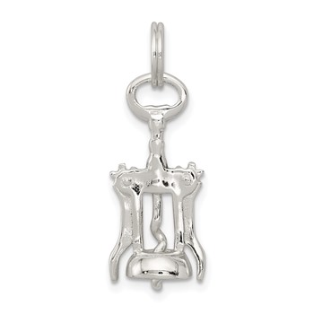 Sterling Silver Rhodium-plated Wine Bottle Opener Charm