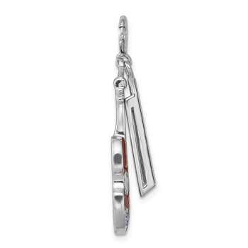 Sterling Silver Rhodium-plated Enameled & Preciosa Crystal Violin Charm — alternate view
