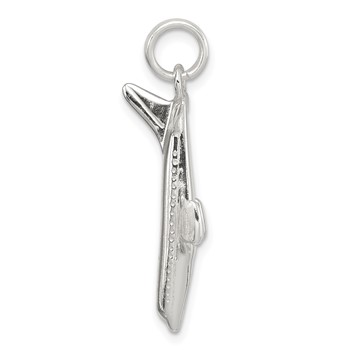 Sterling Silver Rhodium-plated Airplane Charm — alternate view