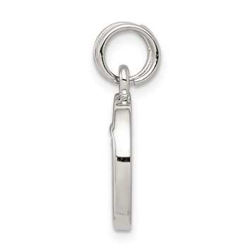 Sterling Silver Rhodium-plated Enameled and CZ Moon and Star Charm — alternate view