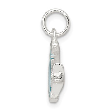 Sterling Silver Blue Enameled Moon & Star Charm — alternate view