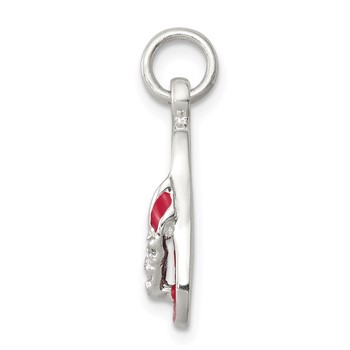 Sterling Silver CZ and Pink Enameled Flip Flop Charm — alternate view