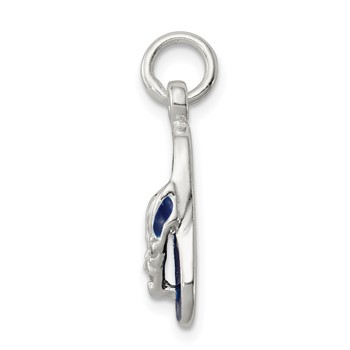 Sterling Silver CZ and Blue Enameled Flip Flop Charm — alternate view