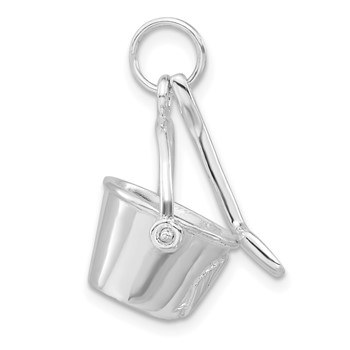 Sterling Silver 3-D Polished Shovel and Pail Charm — alternate view