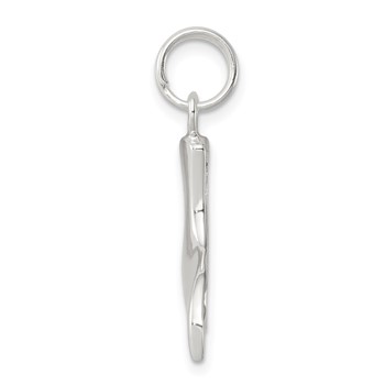 Sterling Silver Rhodium-plated Whale Tail Charm — alternate view