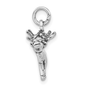 Sterling Silver Polished & Antiqued Reindeer Charm — alternate view