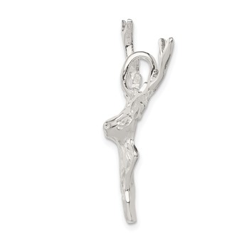 Sterling Silver Diamond Cut Deer Head Pendant — alternate view