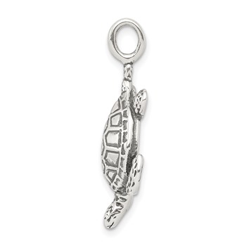 Sterling Silver Antiqued Sea Turtle Pendant — alternate view