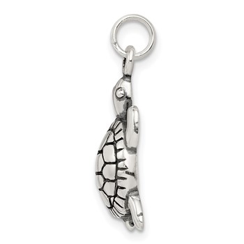Sterling Silver Antique Turtle Charm — alternate view
