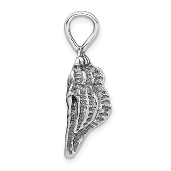 Sterling Silver Polished & Antiqued Conch Shell Pendant — alternate view