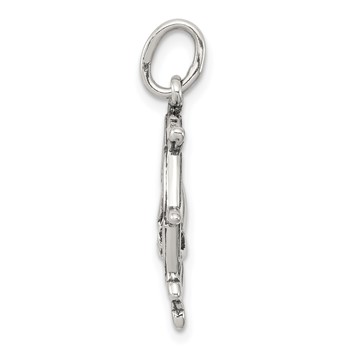 Sterling Silver Antiqued Sailboat in Wheel Charm — alternate view